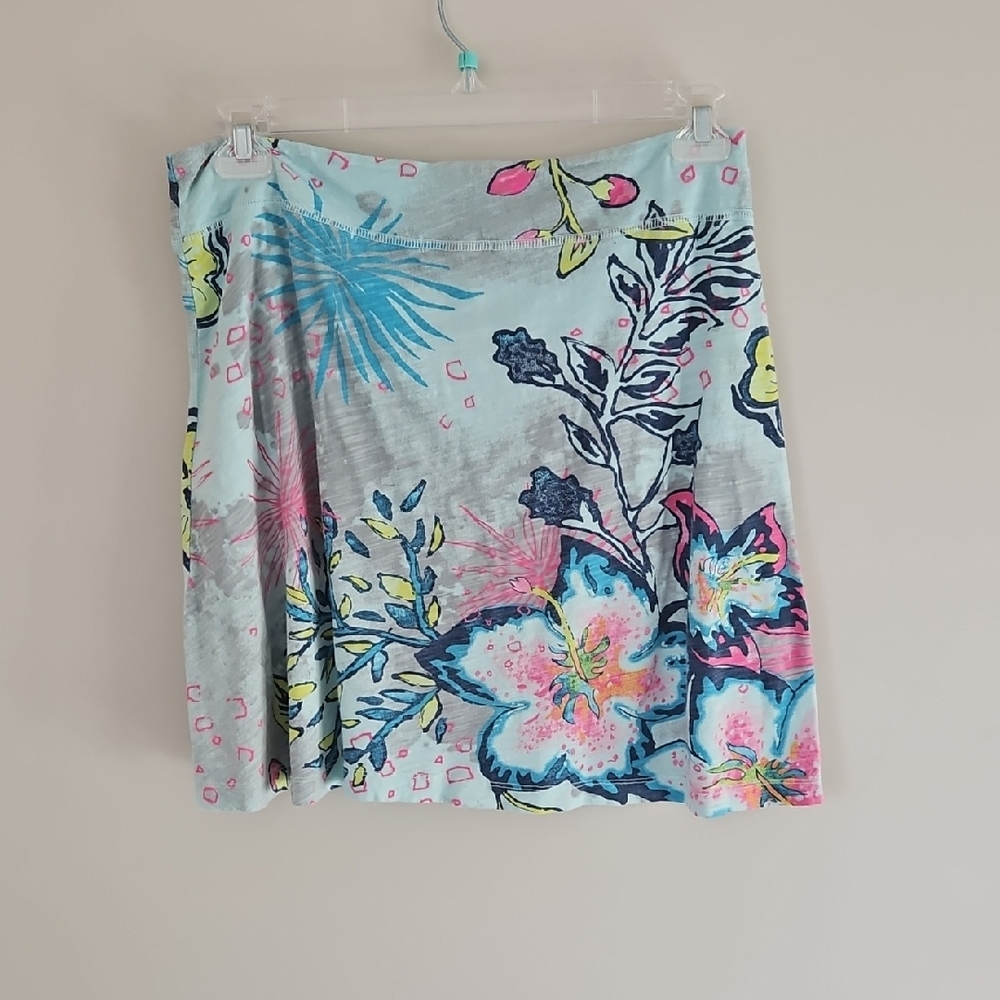 Floral Print Skirt in Blue and Pink